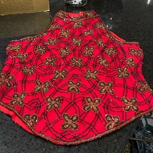 Evening wear beaded shell silk lining with bugle beads